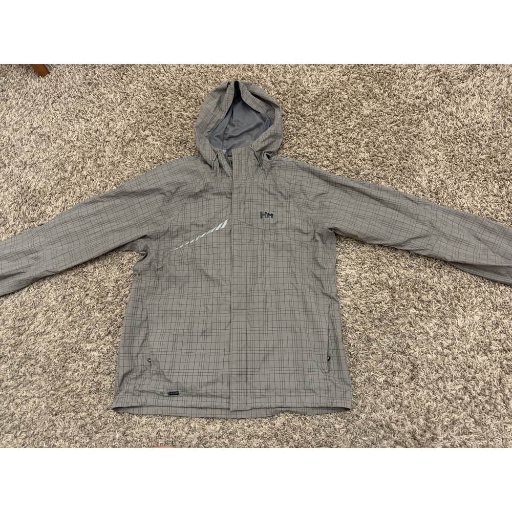 Helly Hansen Women's Hooded Rain Jacket Hello Tech Coat Gray Size Large